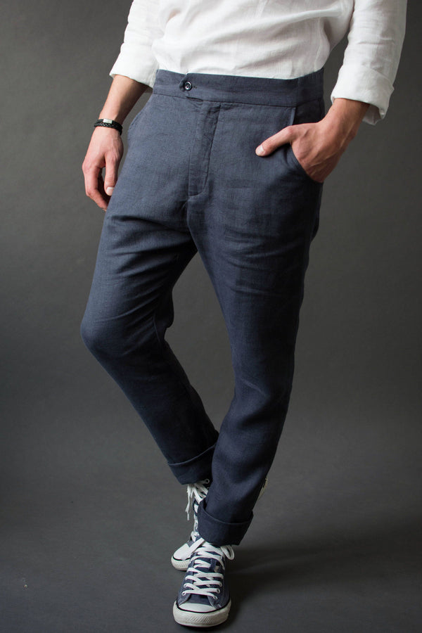 Hudson Navy Linen Chinos