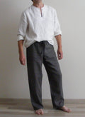 Ronan Gray Linen Drawstring Pants — Fifth Avenue Menswear