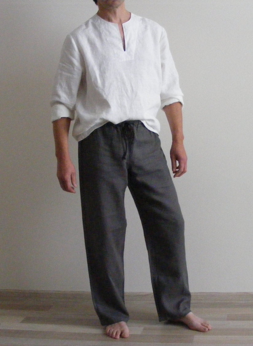 Ronan Gray Linen Drawstring Pants — Fifth Avenue Menswear