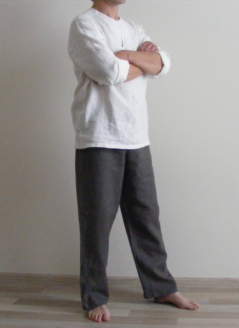 Ronan Gray Linen Drawstring Pants — view 2