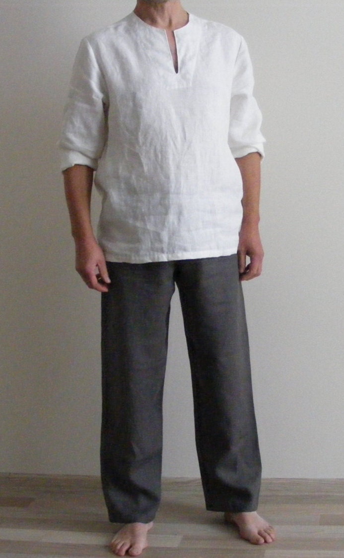 Ronan Gray Linen Drawstring Pants — view 3