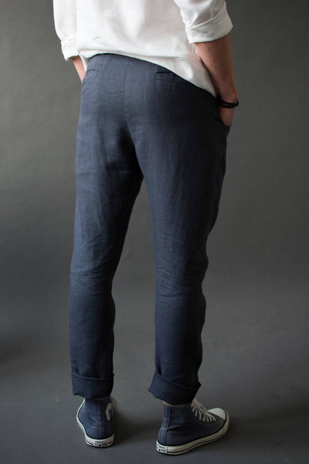 Hudson Navy Linen Chinos — view 4
