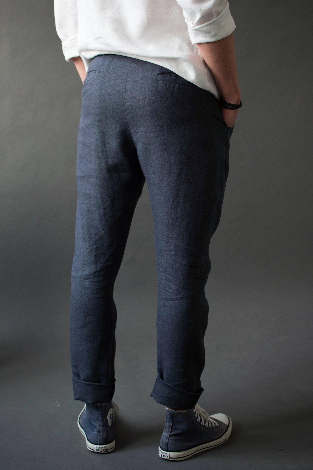 Hudson Navy Linen Chinos — view 4