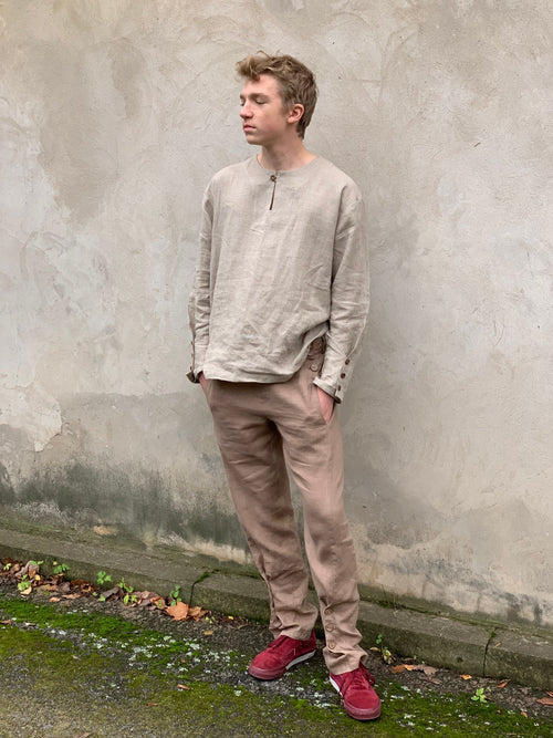 Archer Beige Linen Shirt — Fifth Avenue Menswear