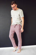 Mason Beige Linen Drawstring Trousers — Fifth Avenue Menswear