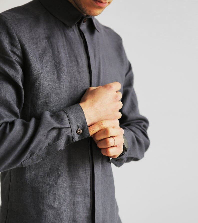 Hollis Gray Linen Shirt — view 2