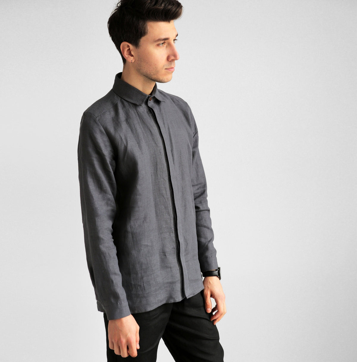 Hollis Gray Linen Shirt — Fifth Avenue Menswear
