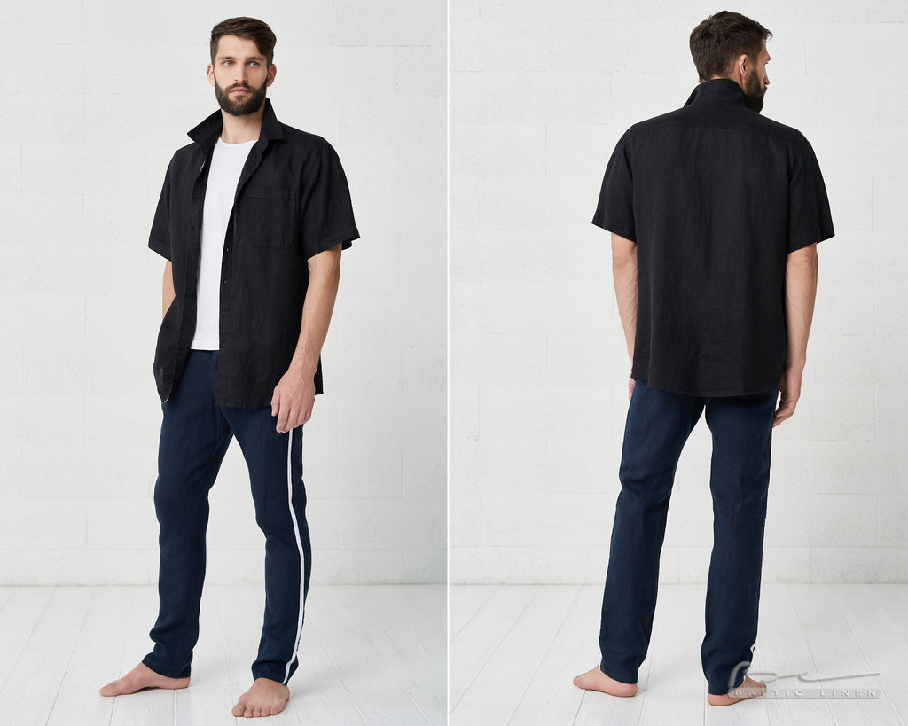Dawson Navy Linen Trousers — view 2