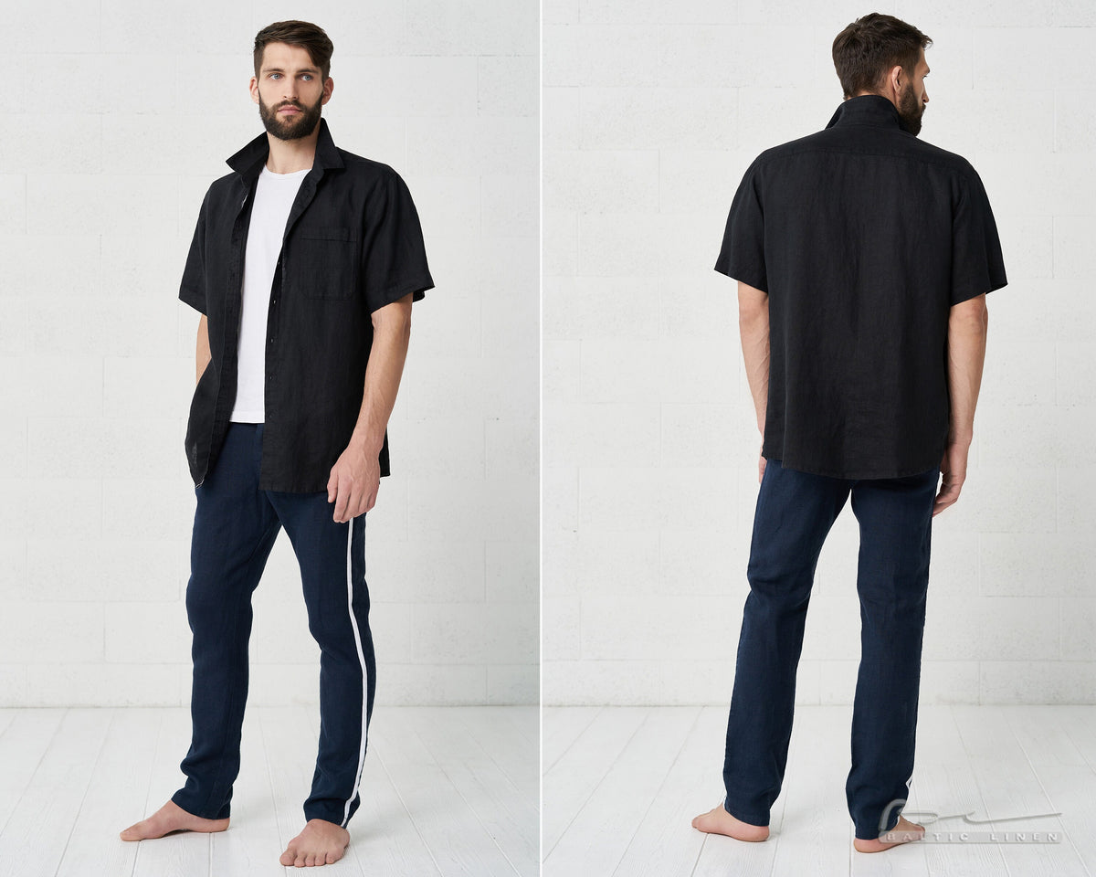 Dawson Navy Linen Trousers — view 2