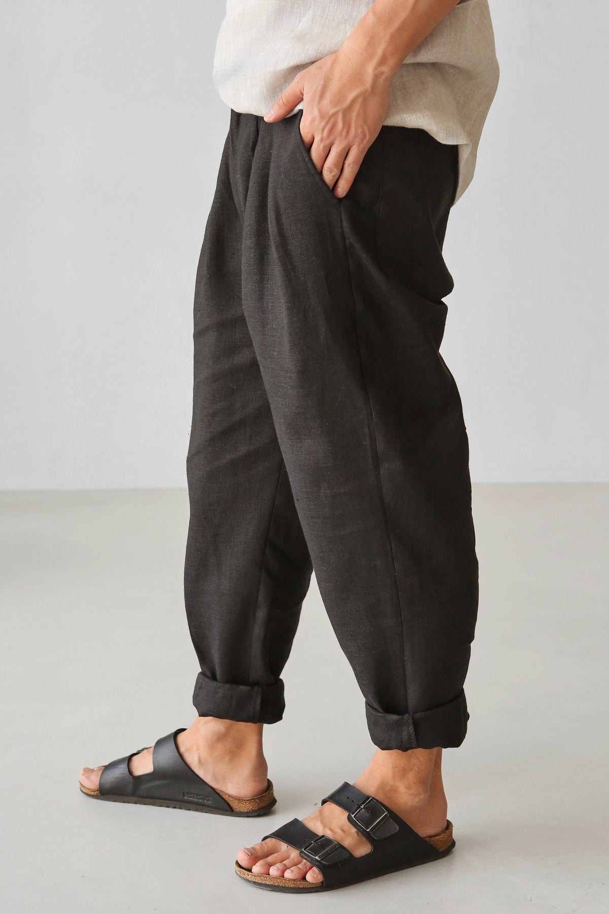 Nash Black Linen Trousers — view 4