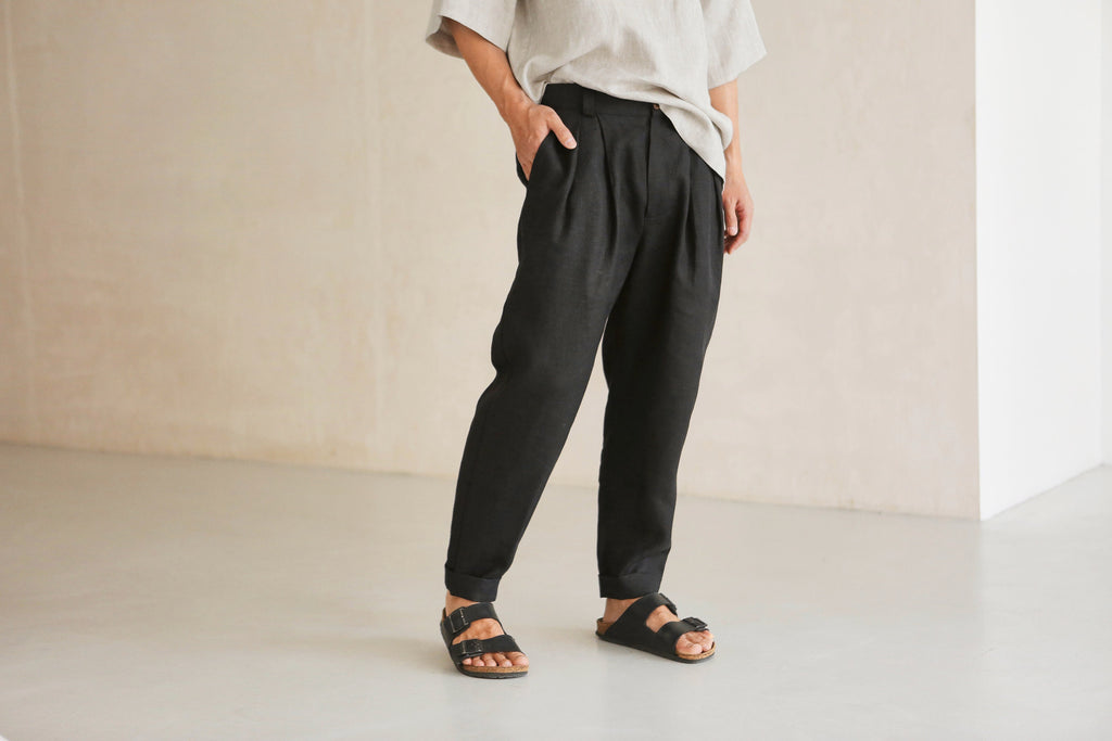 Nash Black Linen Trousers — view 3
