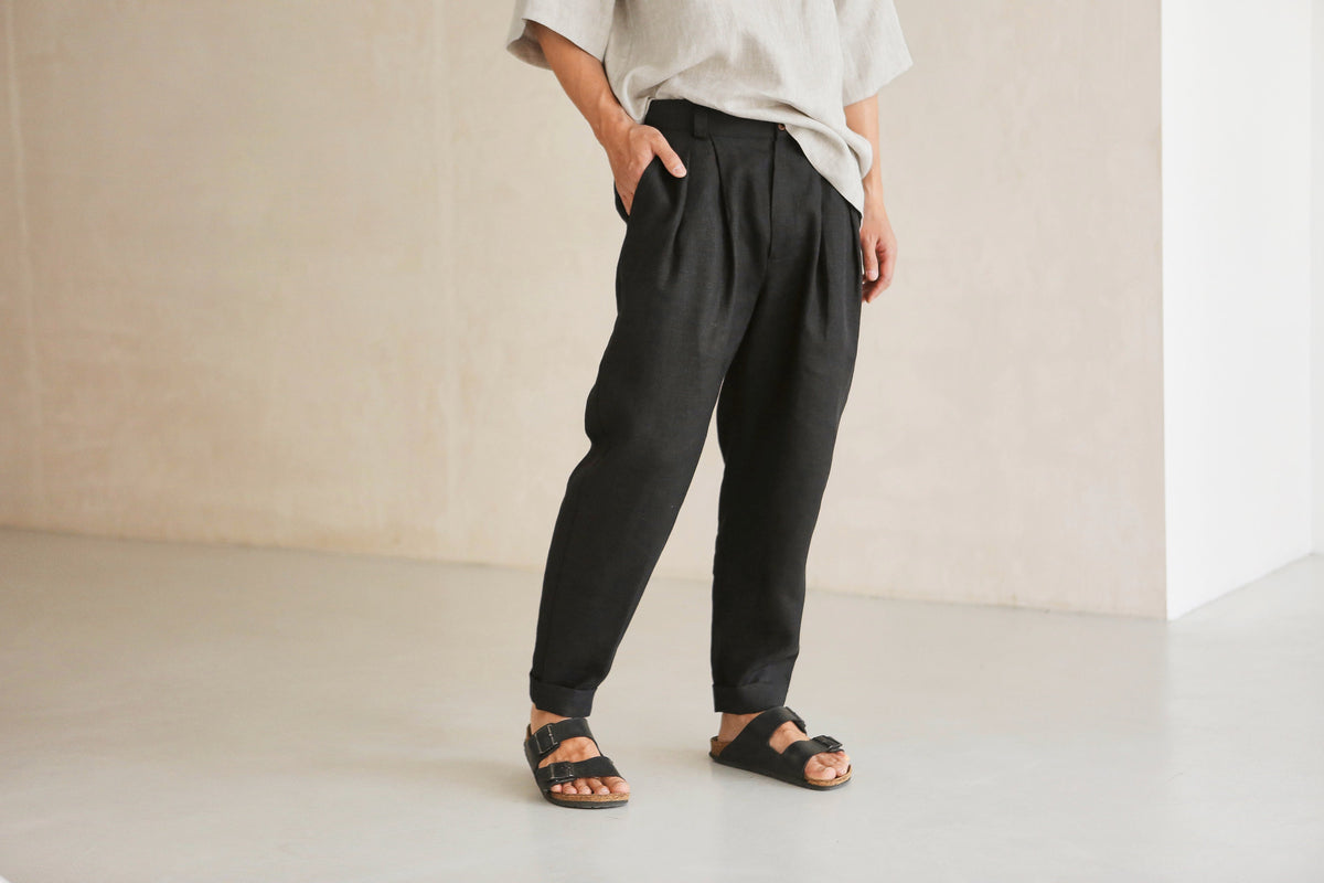 Nash Black Linen Trousers — view 3