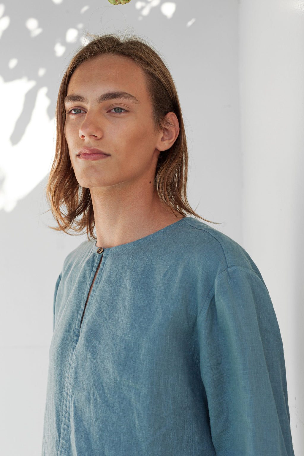 Cole Teal Linen Shirt — view 3