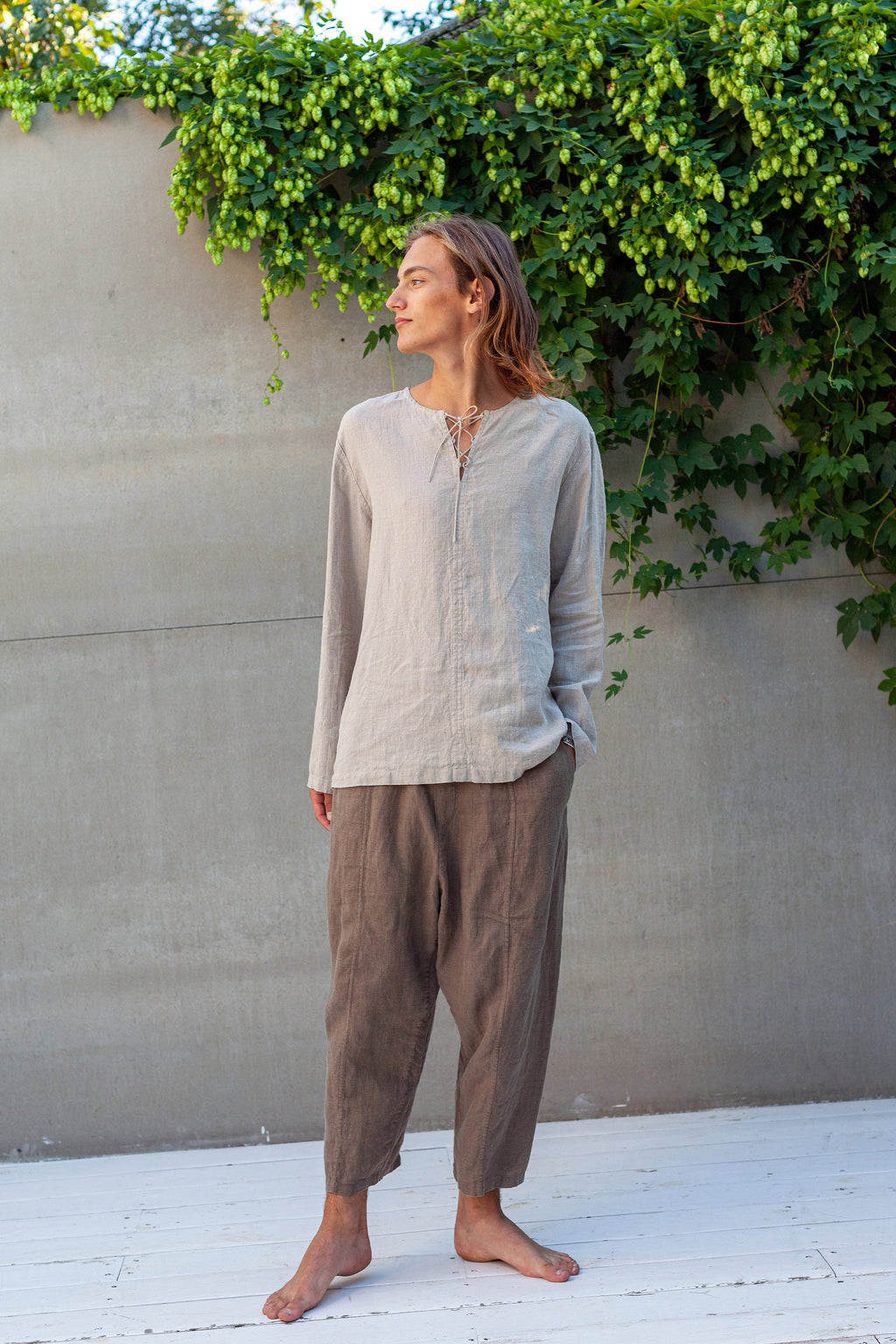 Nolan Beige Linen Trousers — view 3