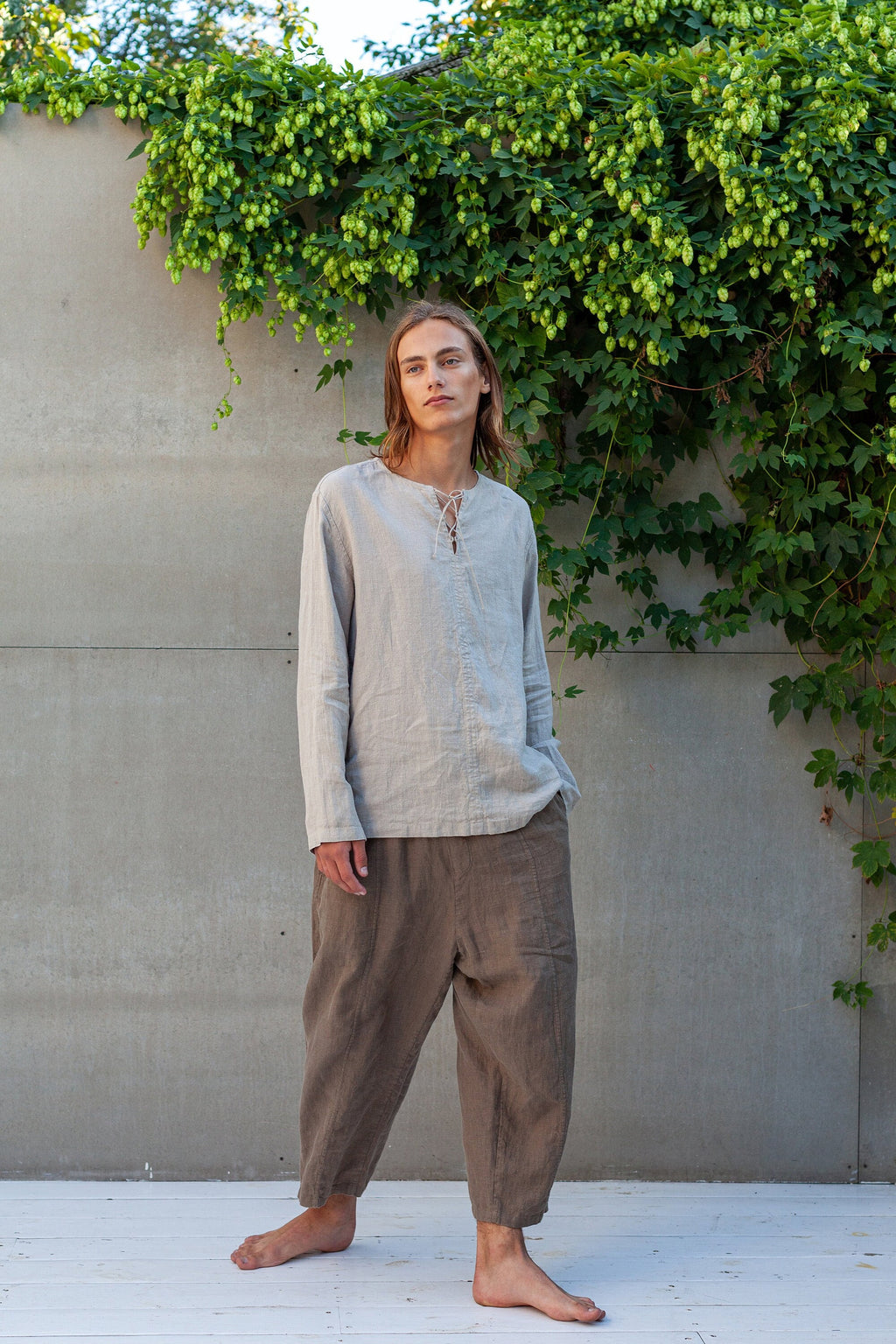 Nolan Beige Linen Trousers — view 2