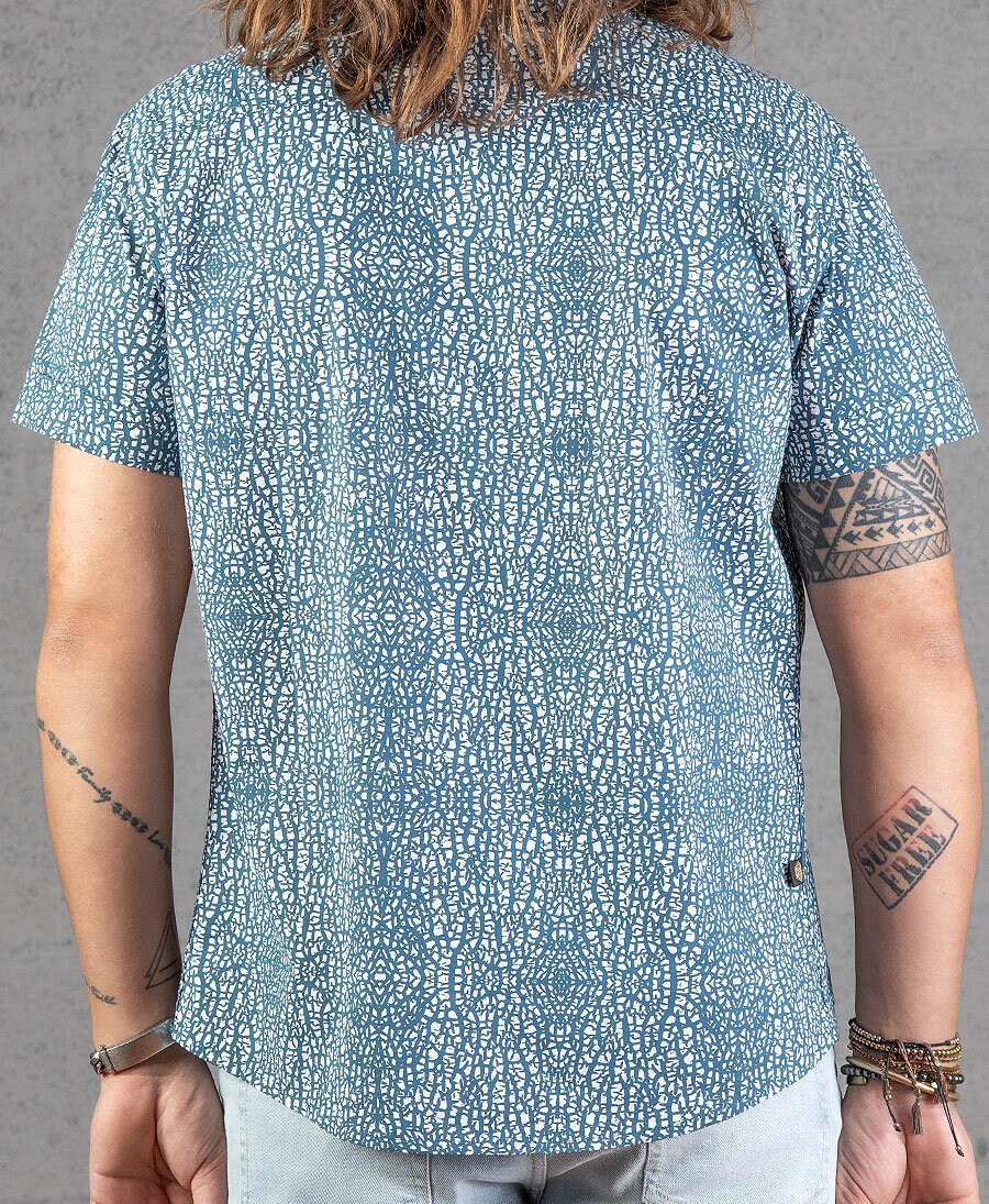 Quincy Blue Cotton Button-Down Oxford Shirt — view 3