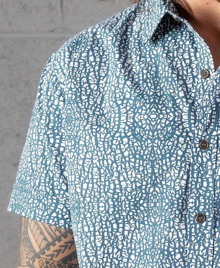 Quincy Blue Cotton Button-Down Oxford Shirt — view 2