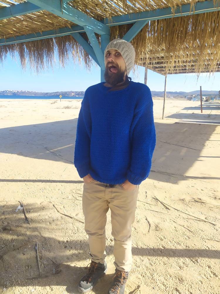 Weston Blue Wool Chunky Sweater — view 4