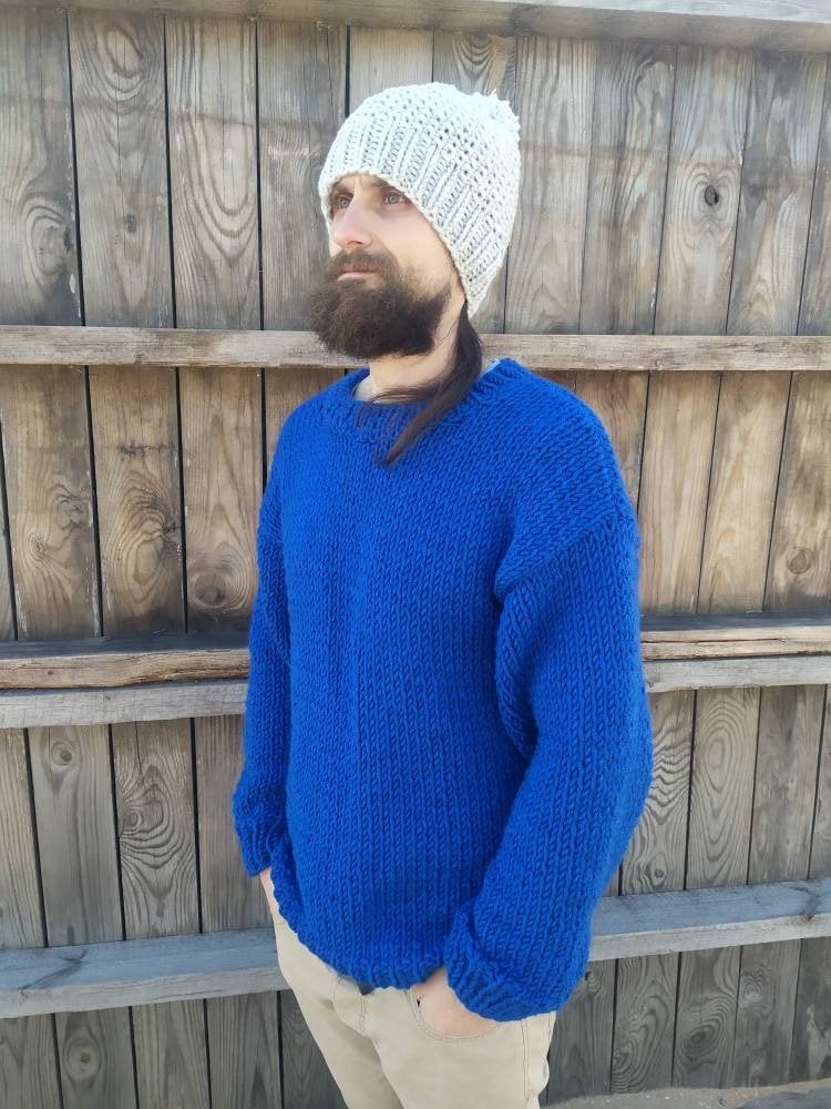 Weston Blue Wool Chunky Sweater — view 2