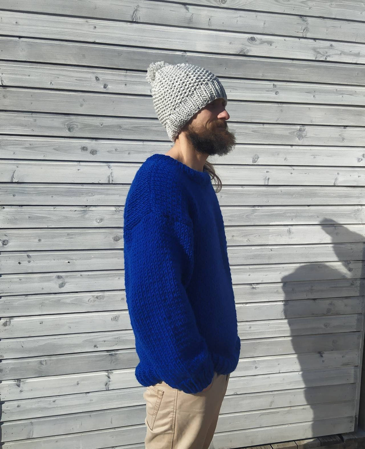 Weston Blue Wool Chunky Sweater — view 3