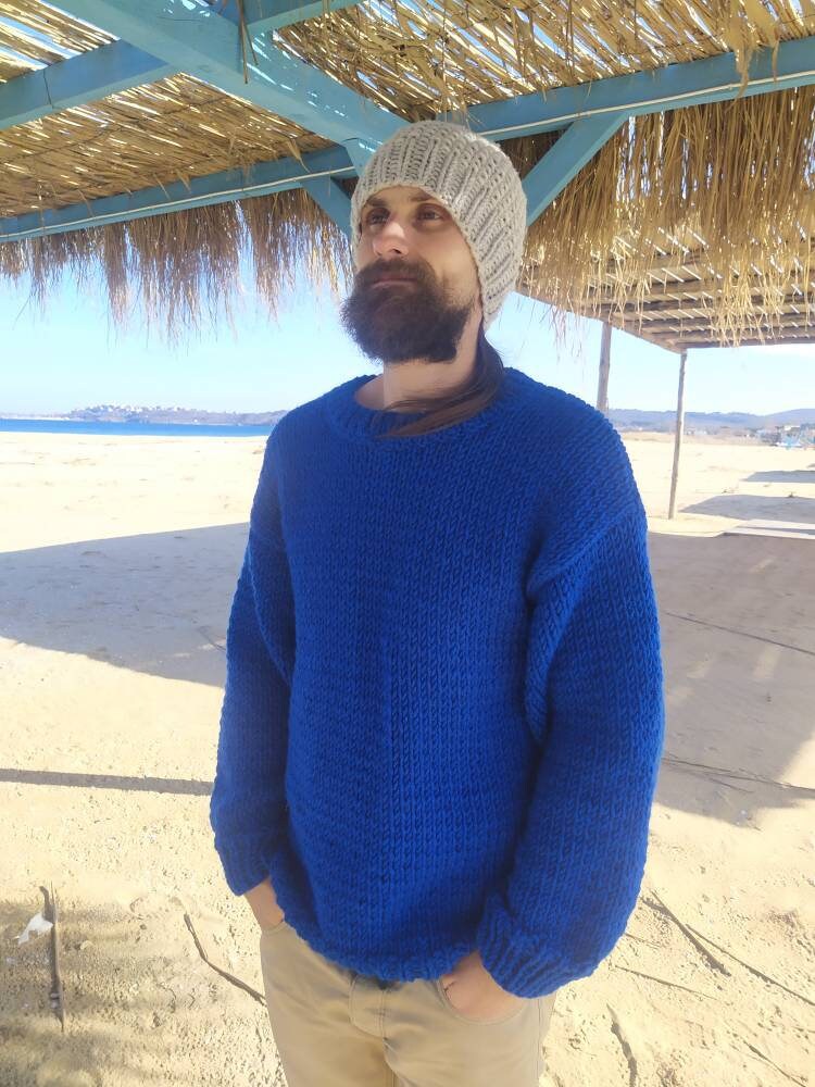 Weston Blue Wool Chunky Sweater — view 6