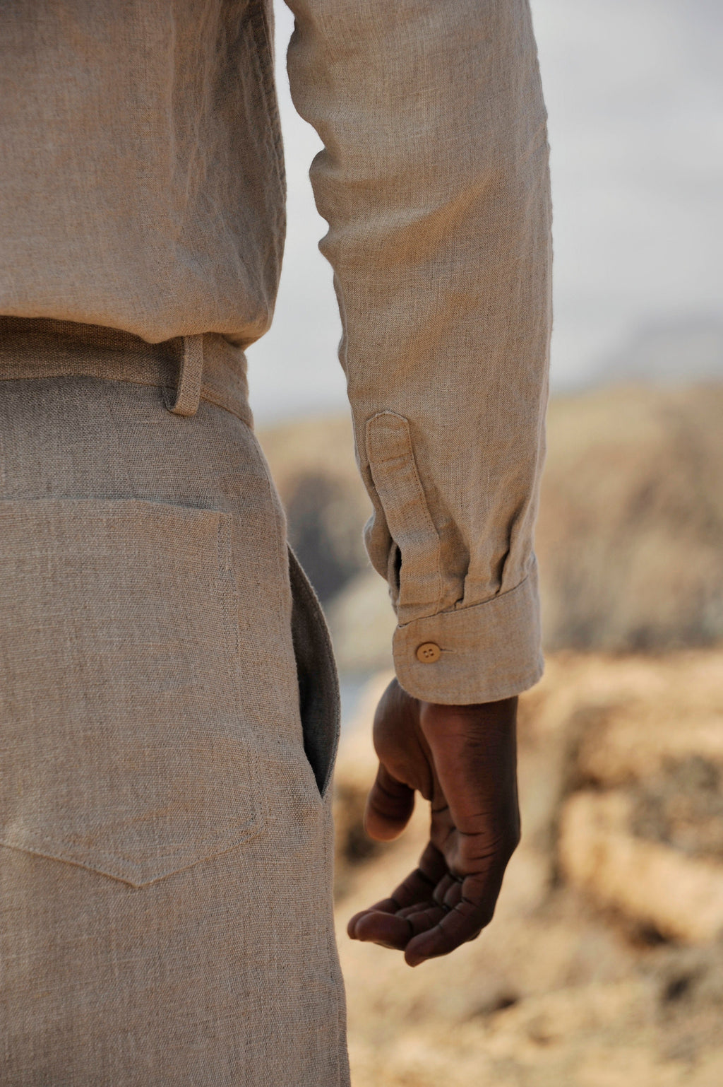 Wells Beige Linen Pants — view 4