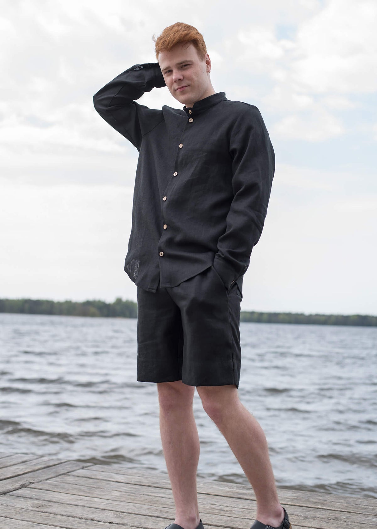 Hudson Black Linen Shirt — view 6