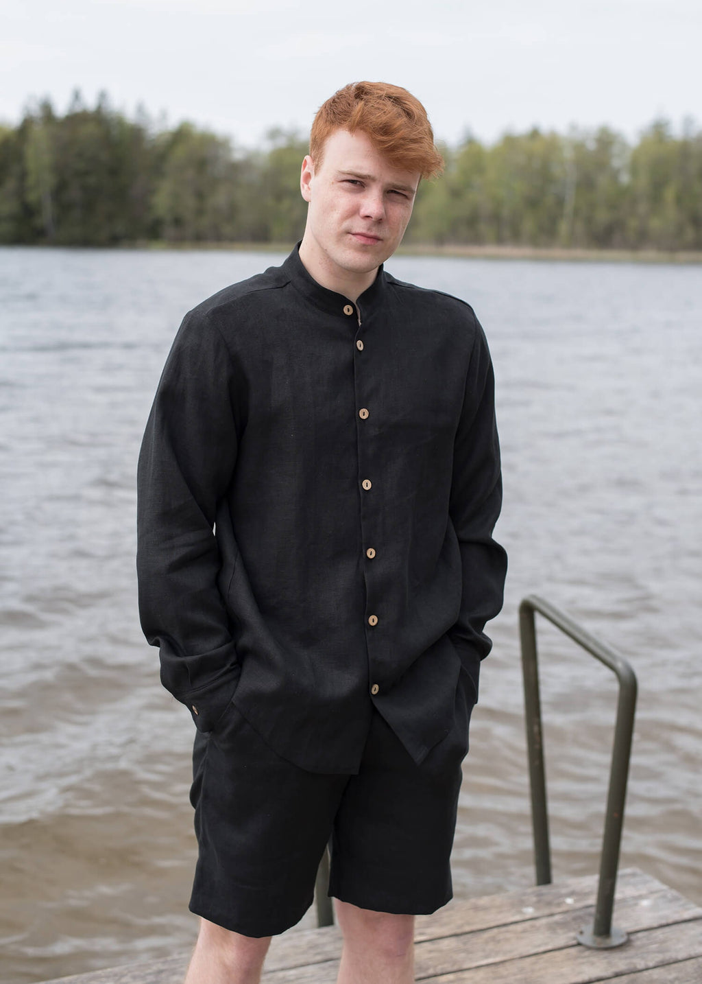 Hudson Black Linen Shirt — view 4