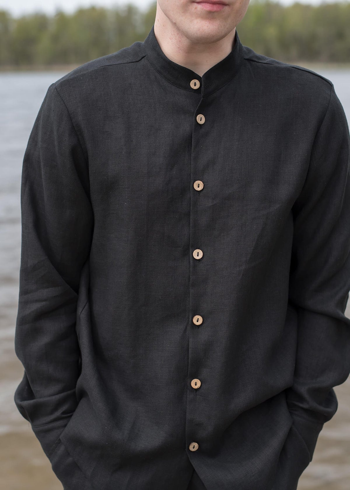 Hudson Black Linen Shirt — view 2