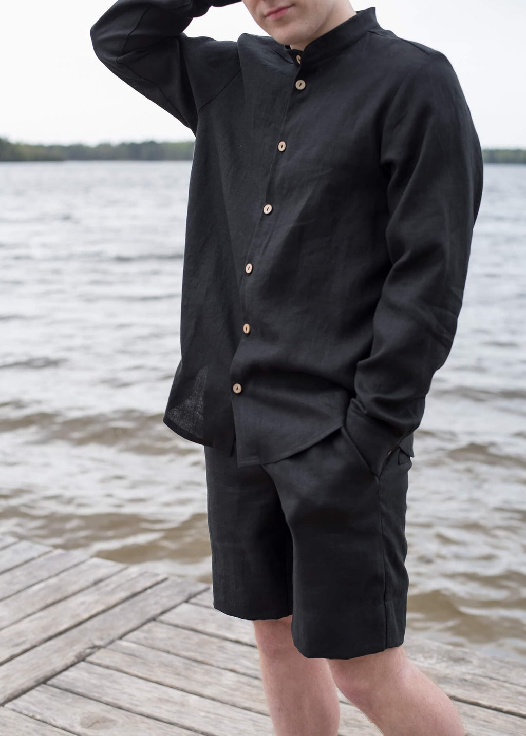 Hudson Black Linen Shirt — Fifth Avenue Menswear