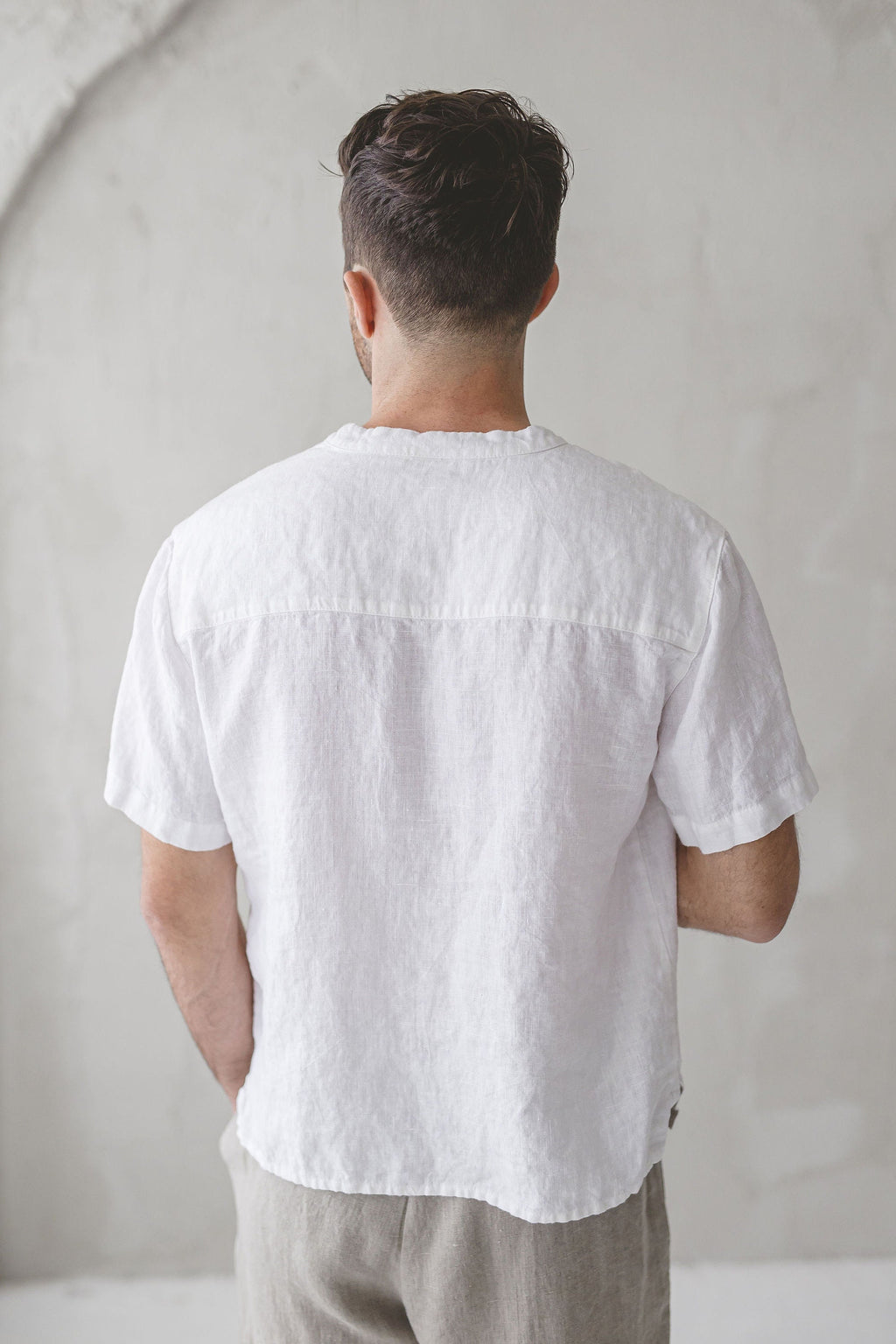Reese Ivory Button-Down Linen Shirt — view 2