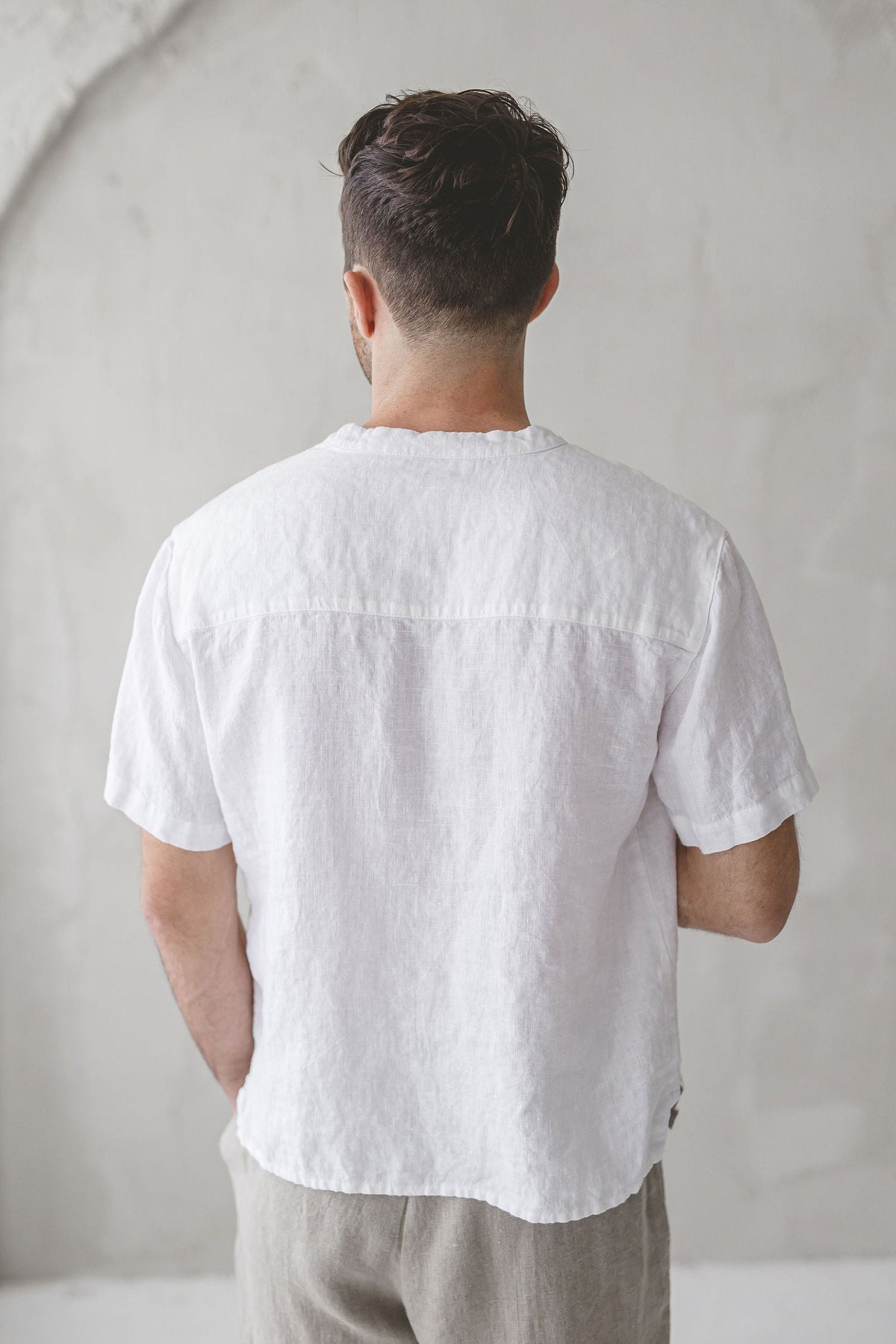 Reese Ivory Button-Down Linen Shirt — view 2