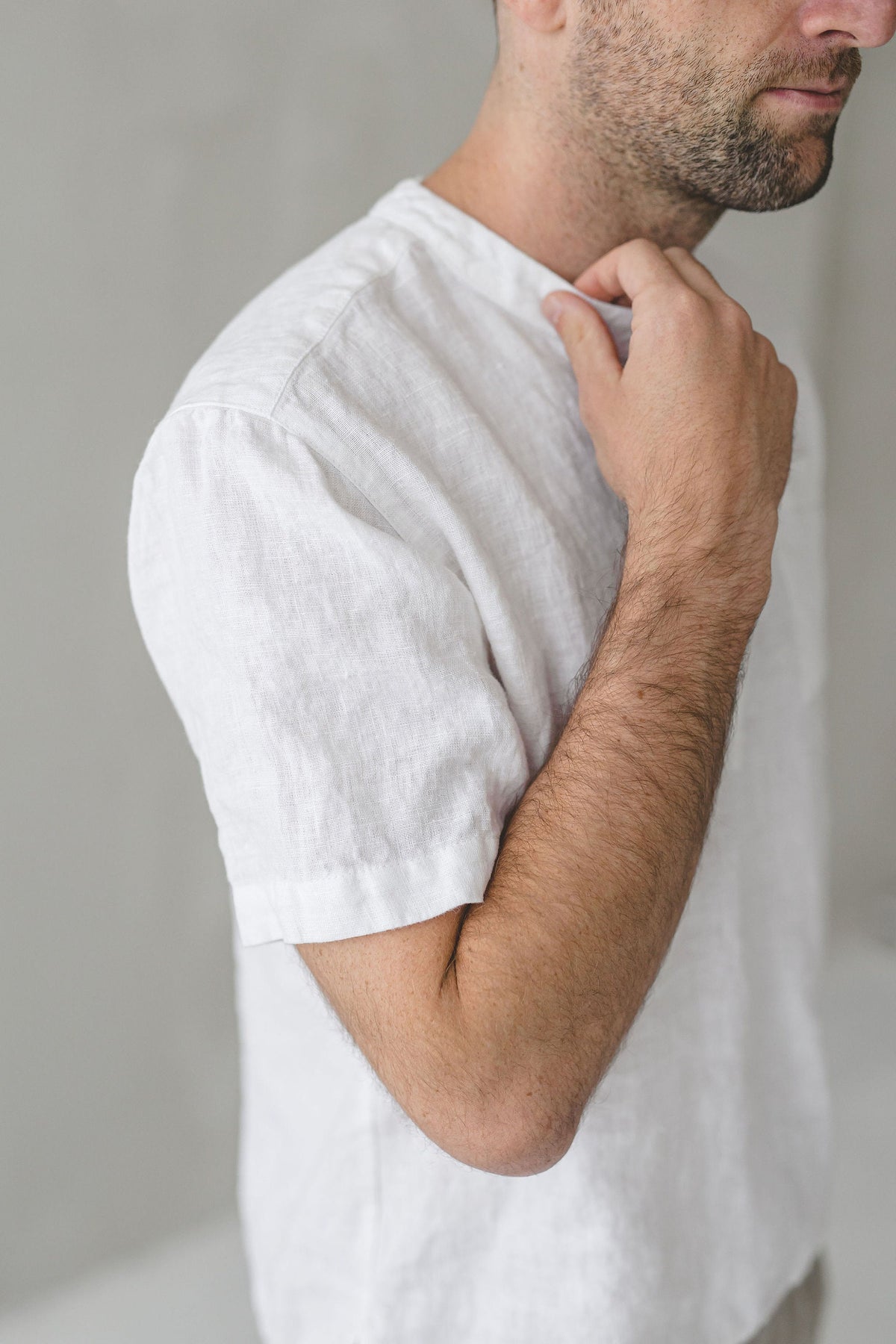 Reese Ivory Button-Down Linen Shirt — view 4