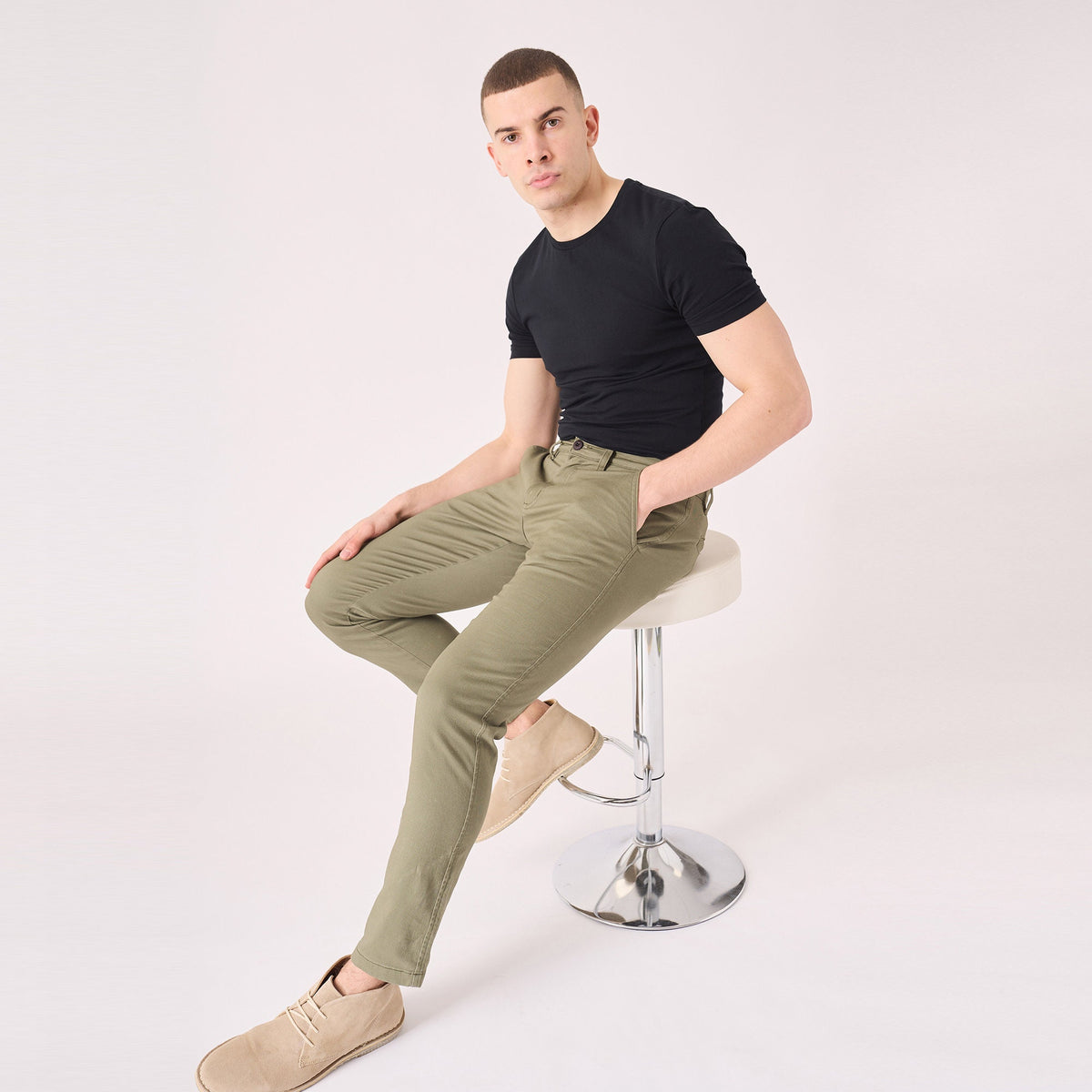 Lawson Olive Cotton Chinos — view 2