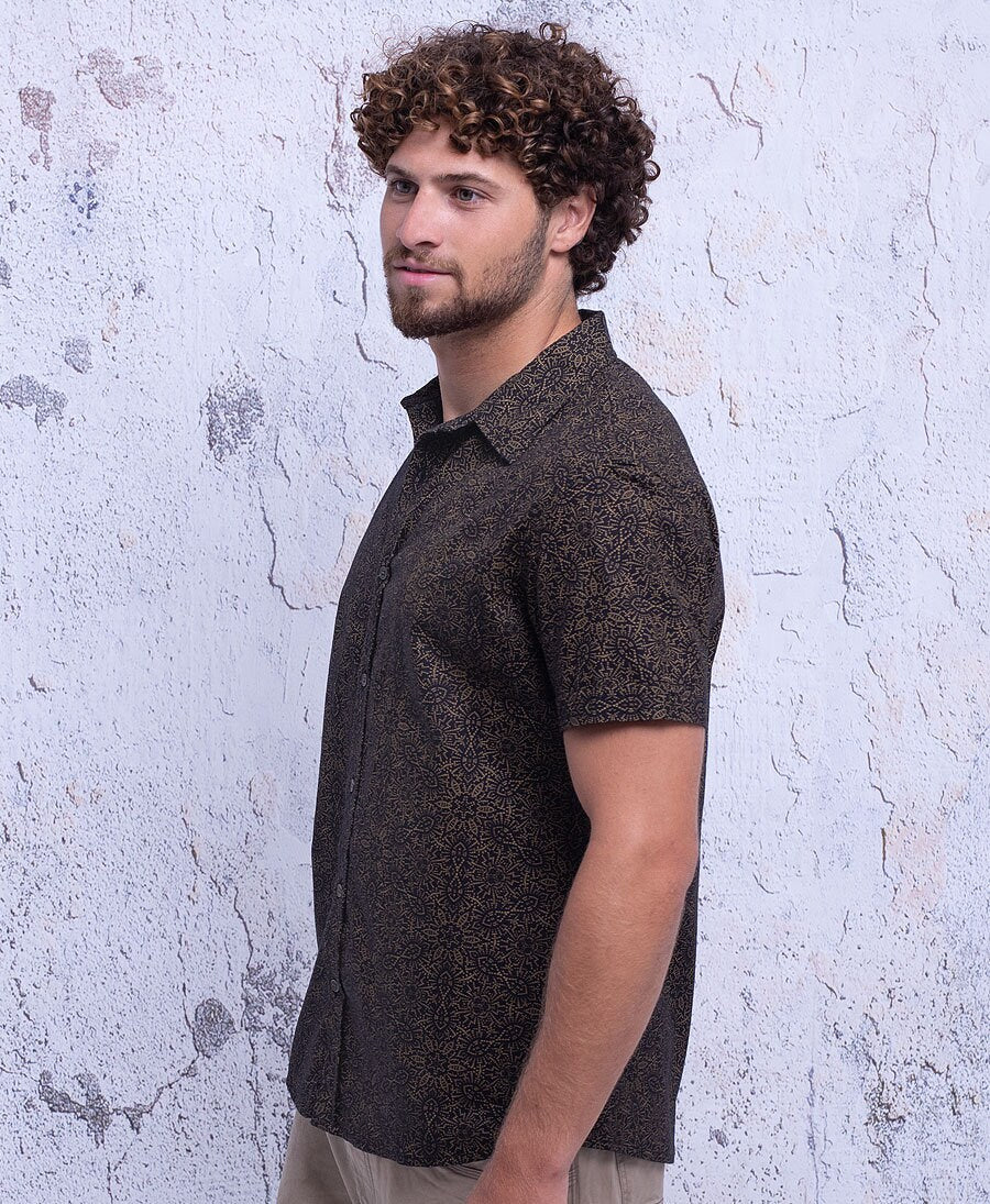 Ezra Brown Cotton Button-Down Oxford Shirt — view 3