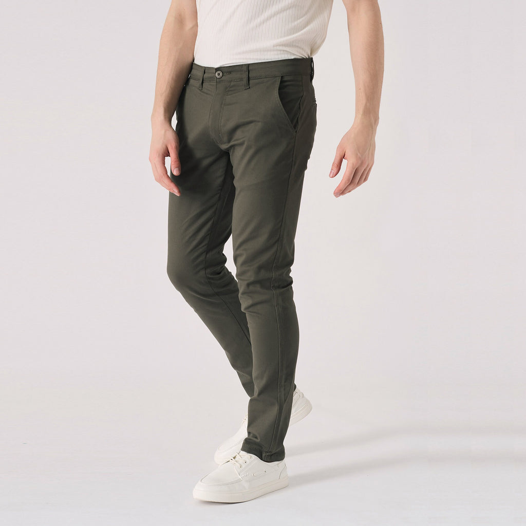 Irving Olive Cotton Chinos — view 3