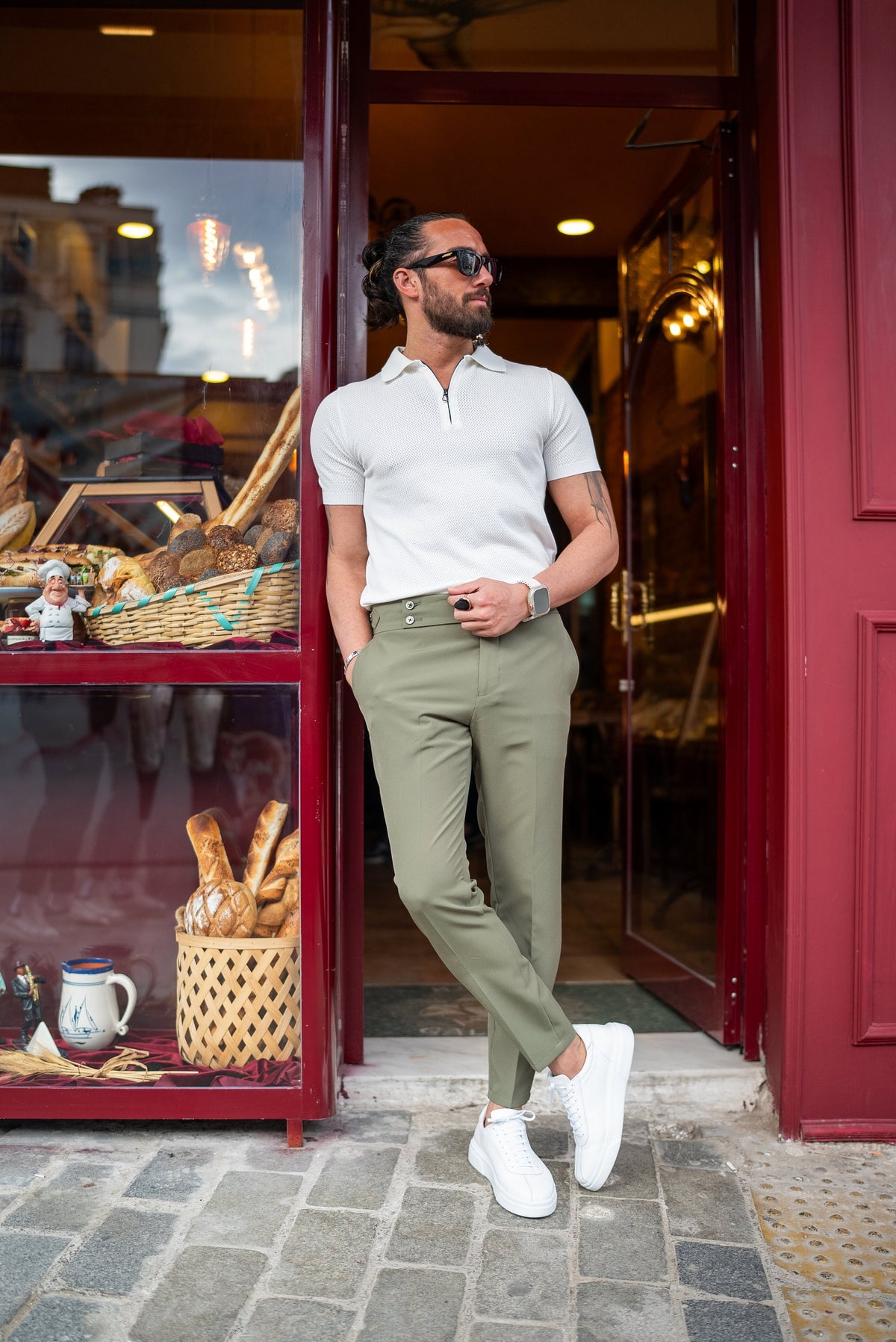 Calvin Green Cotton Chinos — view 2