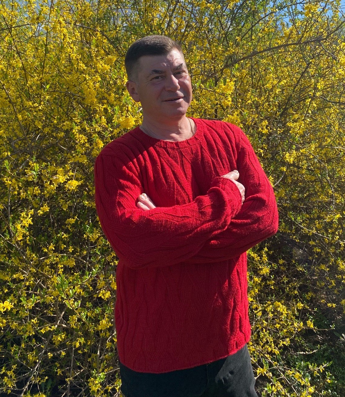 Sheldon Red Wool Cable-Knit Sweater — view 3