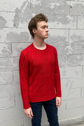 Sheldon Red Wool Cable-Knit Sweater — Fifth Avenue Menswear