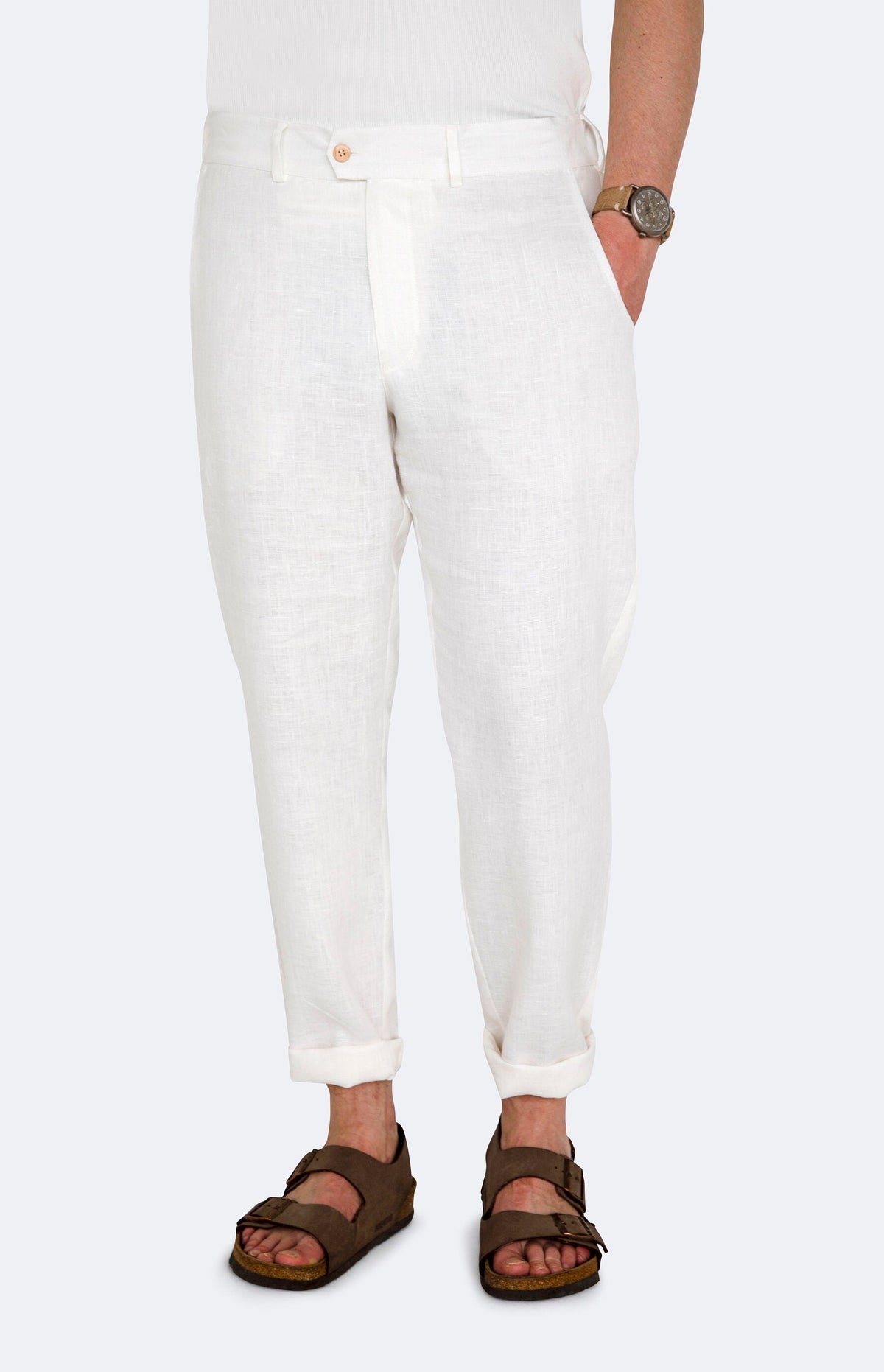 Raleigh White Linen Chinos — Fifth Avenue Menswear
