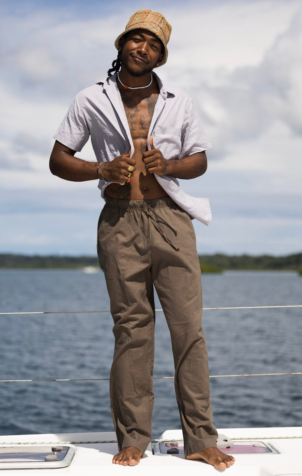 Reese Beige Linen Trousers — view 2