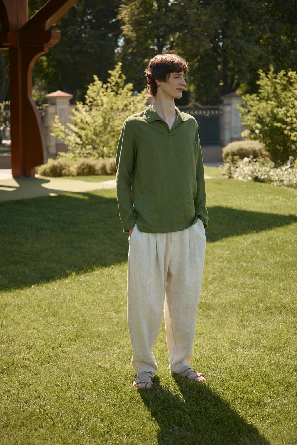 Hale Olive Linen Shirt — view 3