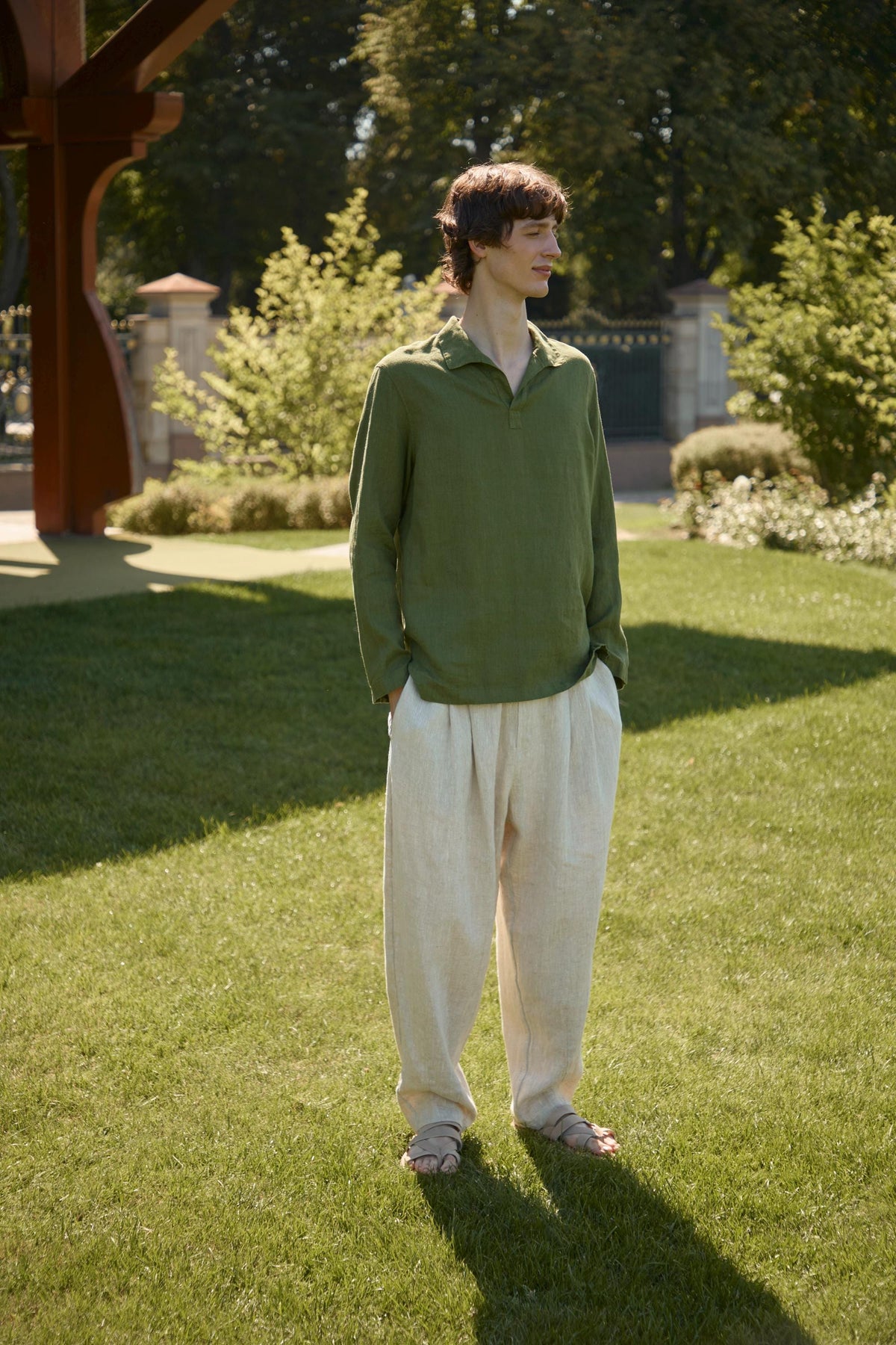 Hale Olive Linen Shirt — view 3