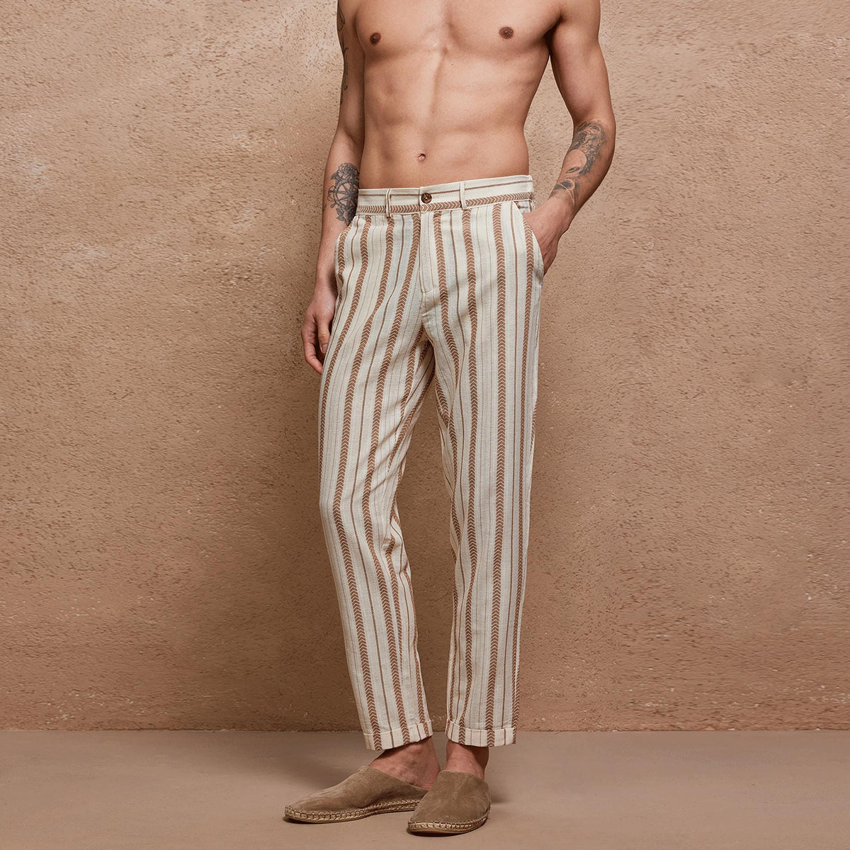 Grant Striped Linen Chinos — view 4