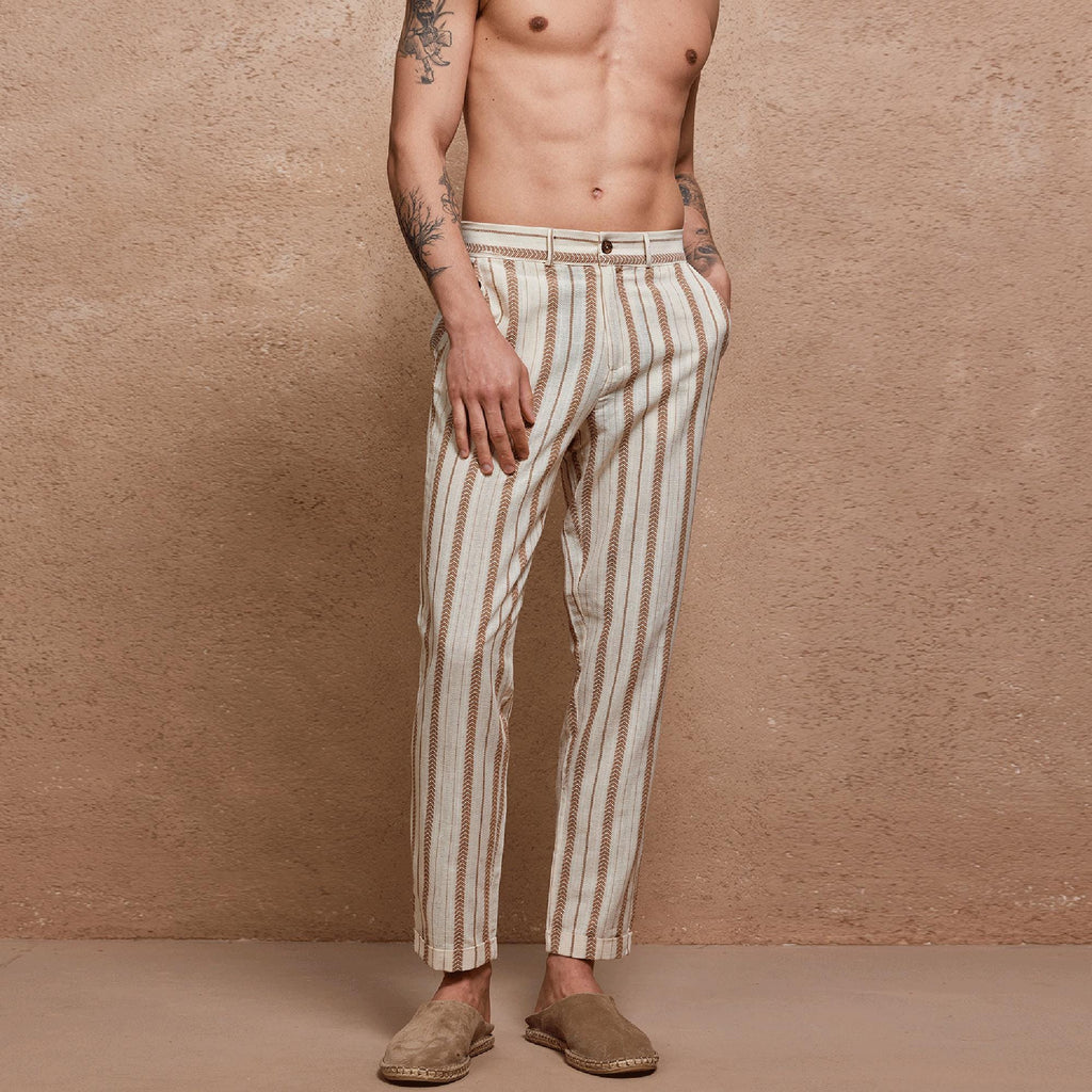 Grant Striped Linen Chinos — view 3