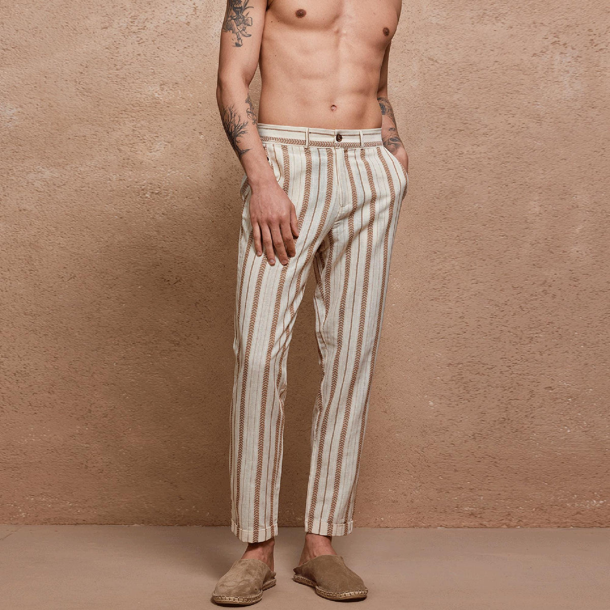 Grant Striped Linen Chinos — view 3