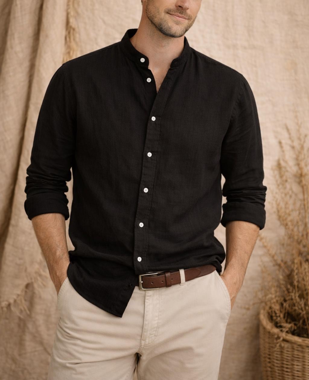 Otis Olive Linen Shirt — view 2