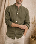 Otis Olive Linen Shirt — Fifth Avenue Menswear