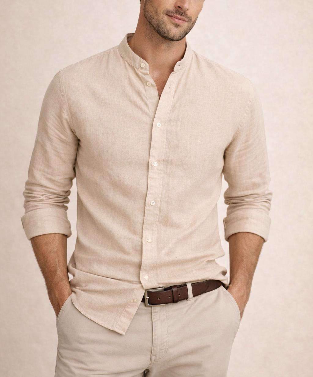 Otis Olive Linen Shirt — view 5