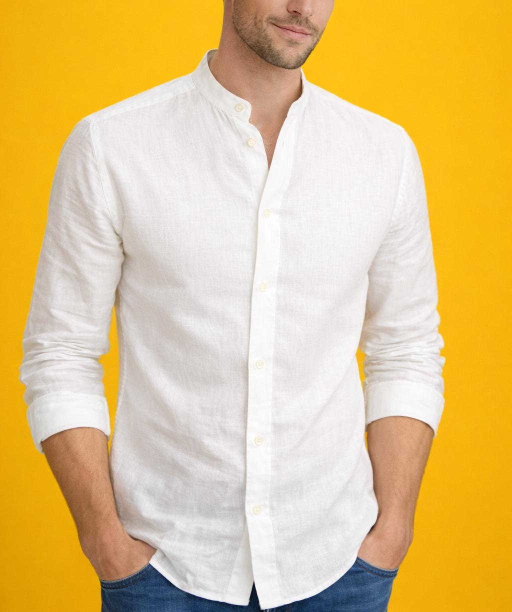Otis Olive Linen Shirt — view 6